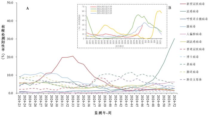 當(dāng)前流感病毒陽性率低于去年同期